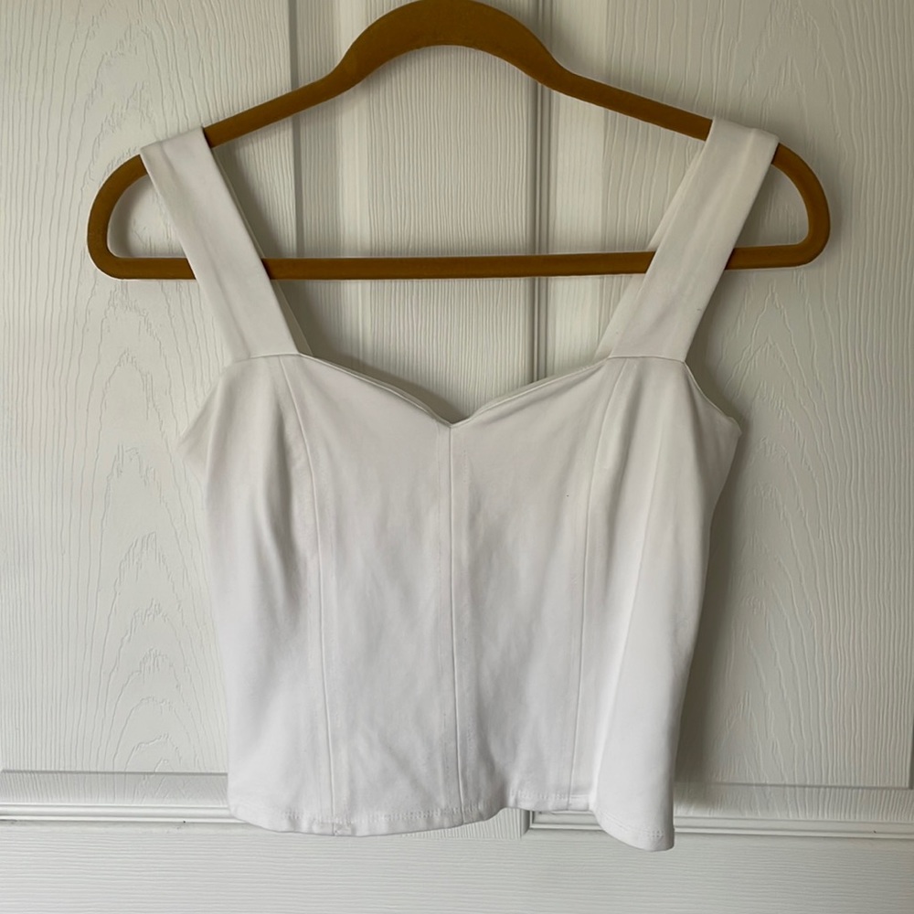 Bar III Contour White Tank with back zip-up